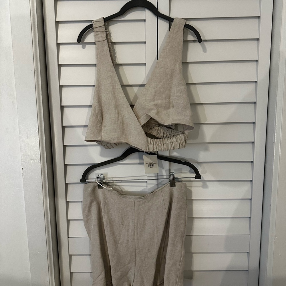 Beige Two-Piece Linen Set